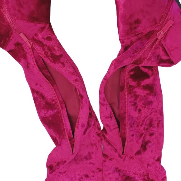 Bamboo | Stardom Fuscia Soft Stretch Shimmery Velour Thigh High Boots - Picture 5 of 13